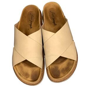Free People Sidelines dove gray tan LEATHER Sandals Shoes Size 8.5 39